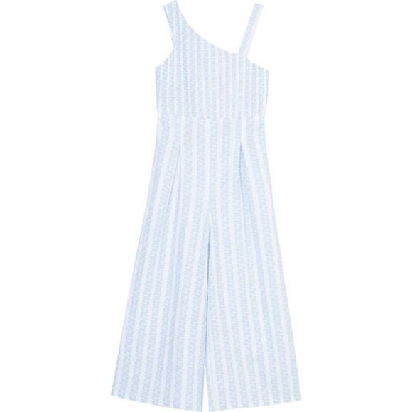Geo Print Asymmetrical Jumpsuit, Blue - Picture 1 of 9